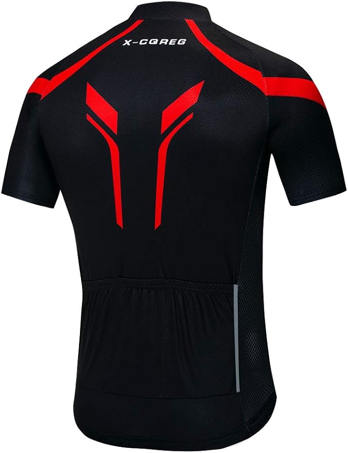 Men's Cycling Bike Jersey Short Sleeve Biking Shirt with 3 Rear Pockets + Zipper Pocket Breathable Quick Dry Bicycle Jersey