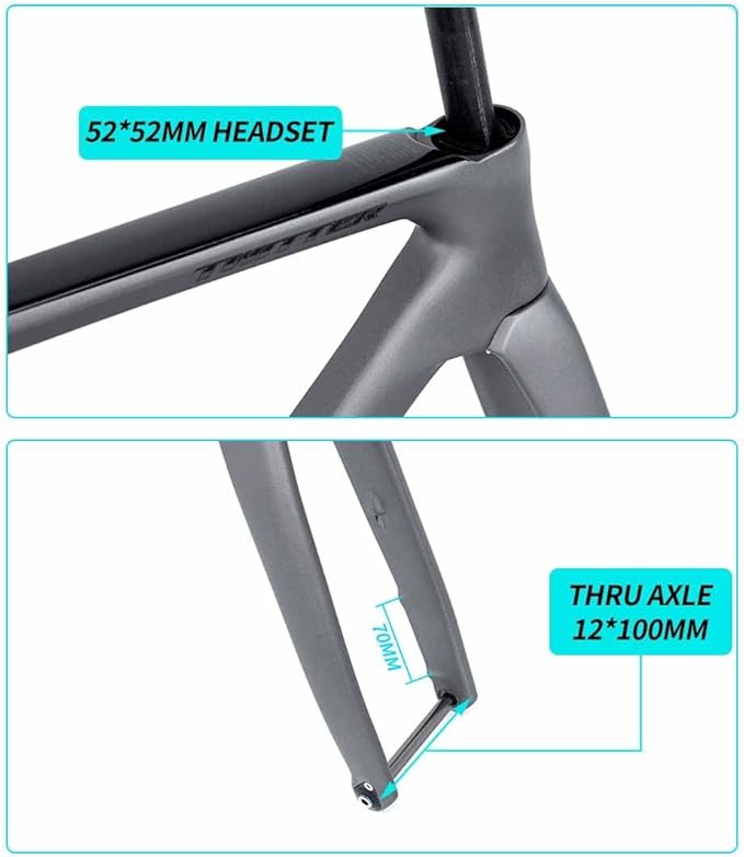 Carbon Fiber Disc Brake Frame 700c Road Bike Frameset 46CM/48CM/50CM/52CM/54CM Aero Race Frame Thru Axle F12×100mm R12×142mm Internal Routing T47