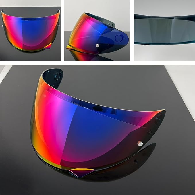 HJ-34P Helmet Visor Replacement for HJC C10.Motorcycle Helmet Shield UV Protection Compatible with HJC C10 (Revo Rose Red+Anti Fog Film)