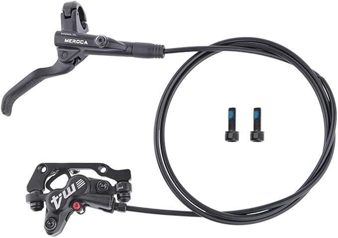 FukkeR 4-Piston Mountain Bikes Brakes Kit Right Rear 1400mm Mountain Bikes Aluminum Hydraulic Disc Brake Fit 160mm Rotor with Calipers PM/is Adapter for BMX XC Trail