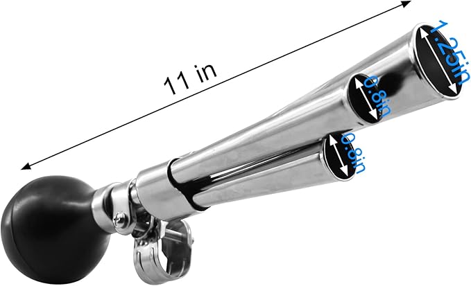 Vintage Bicycle Air Horn Triple Note, 11-inch Large Horn, Suitable for Most Bicycles