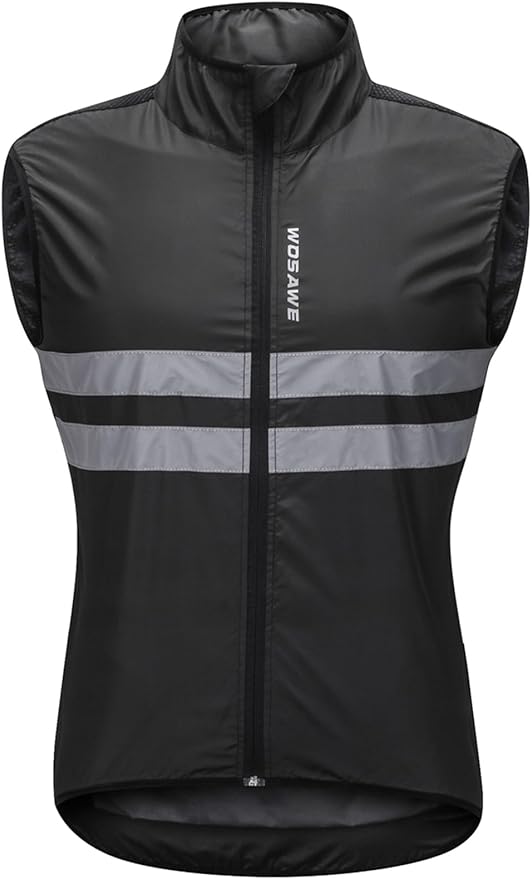 WOSAWE Men's High Visibility Cycling Wind Jacket Water Resistance Reflective Windbreaker