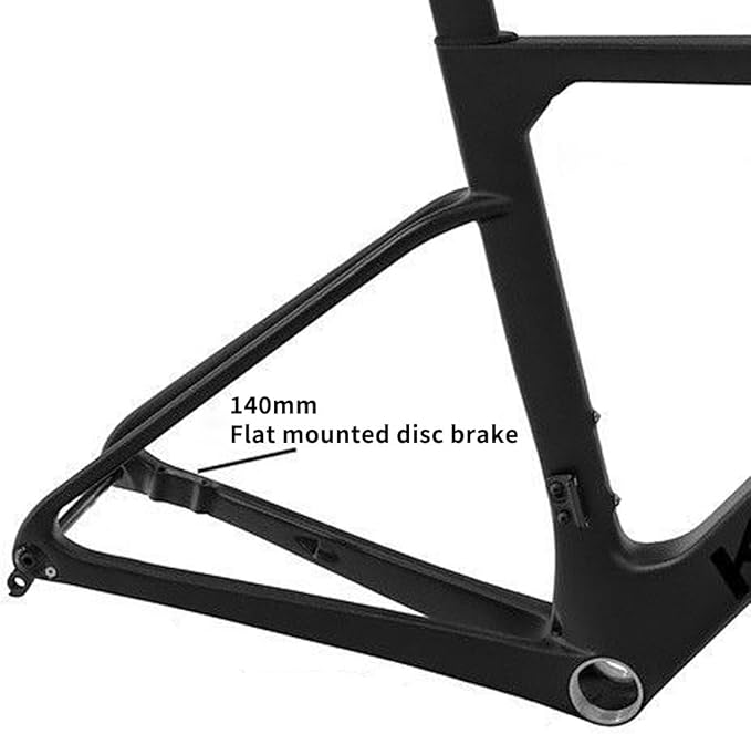 700C Road Bike Frameset 44 47 50 53 56 Cm Carbon Fiber Disc Brake Bike Frame Thru Axle F12×100mm R12×142mm Windbreaker Frame T47mm Threaded Bottom Bracket Max 32C Tire(Gray,53cm)