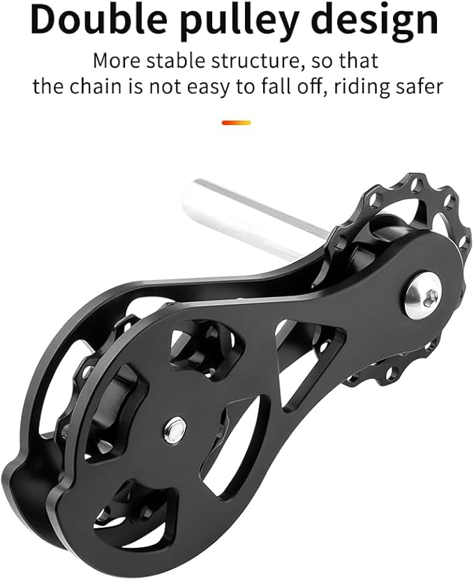 MUQZI Single Speed Chain Tensioner, Double Pulley Chain Tension Adjustment for MTB Road Bicycle Single Speed Converter