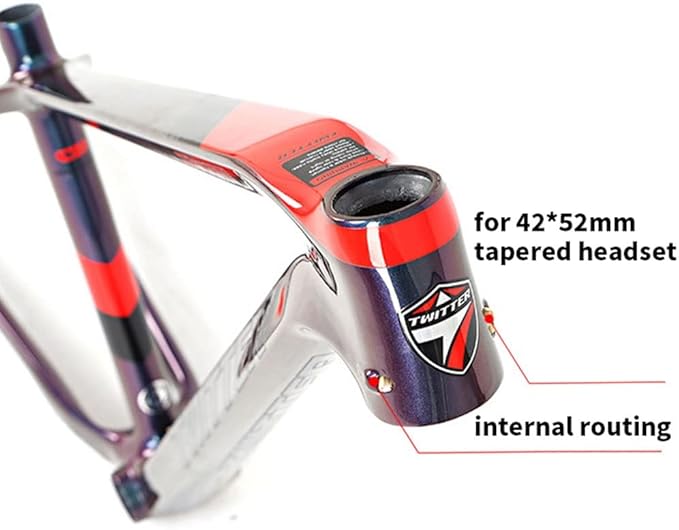 Carbon Fiber Bike Frame 27.5/29er Hardtail Mountain Bike Frame 15''/17''/19'' Disc Brake Thru Axle 12x148mm Boost Frame XC Internal Routing(Red,27.5 * 15'')