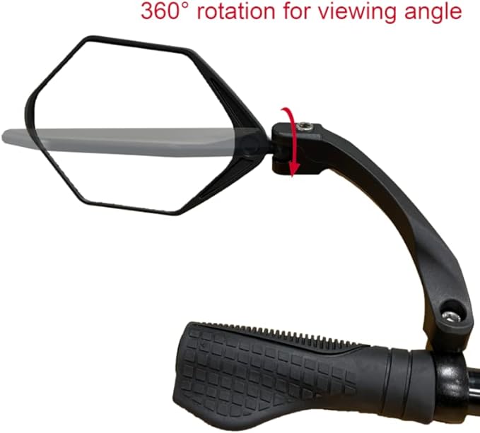 Hafny NEW Handlebar E-Bike Mirror, Large Surface Mirror, HD Automotive Grade Glass, Safe Blast-Resistance Cycling, (HF-M904-FR01B) (Silver Glass Left)