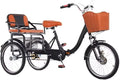 20 inch Folding Tricycle, Outdoor Cruiser Bikes with Passenger seat, 3 Wheel Bike, Large Pedal Tricycles with Inflatable Wheel, Tandem Bicycle, Ride-on trikes for s,Black 20inch