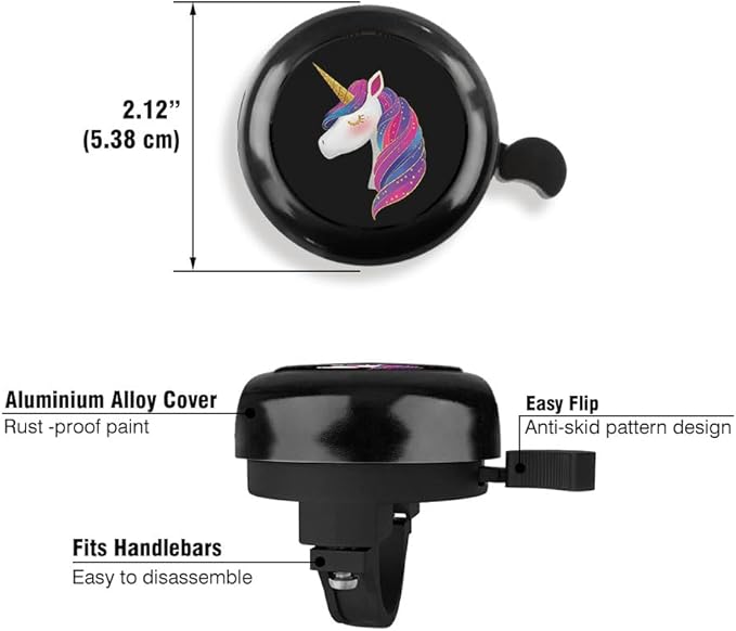 WIRESTER Black Aluminum Round Bike Bell, Classic Ring Bicycle Bell, Bike Accessories Bell Ring for Adults Kids Girls Boys - Dog Cat Animal Cute Records