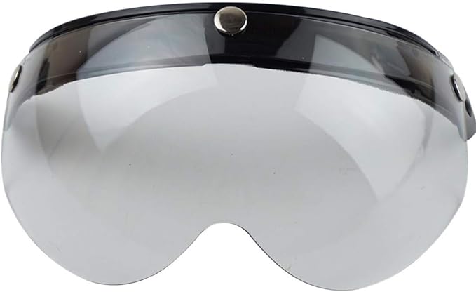 VCOROS Universal Motorcycle Retro Pilot-Style Standard 3 Snap-Button Visor Flip Up Down Open Face Helmet Half Face Shield(Clear)