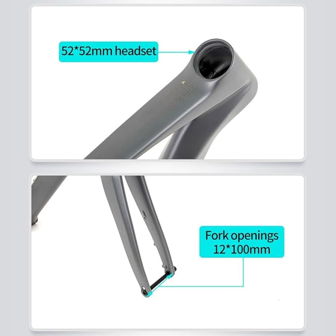 700C Road Bike Frameset 43.5/46/48/50/52/54/56CM Cyclocross Race Bike Frame Carbon Fiber Bike Frames Disc Brake Thru Axle F12×100mm R12×142mm(Black,52CM)