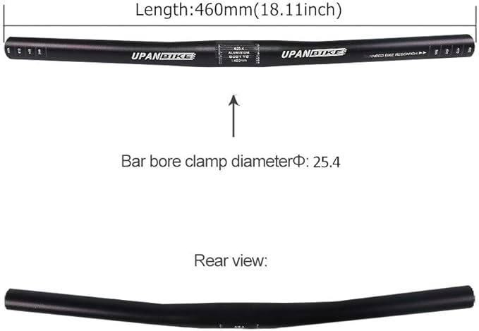 UPANBIKE Kids' Bike Handlebar φ25.4mm Length 460mm Children Handlebar Bicycle Short Flat Bar(Black)