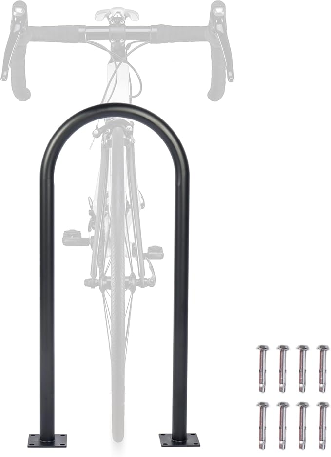 33" U-Shaped Bike Rack 2-3 Bikes Capacity Bicycle Parking Rack Heavy Duty Steel Bike Holder Weather-Resistant Floor Mount Bicycle Stand for Outdoor Streets, Yards, Parks, Sidewalks & Garages
