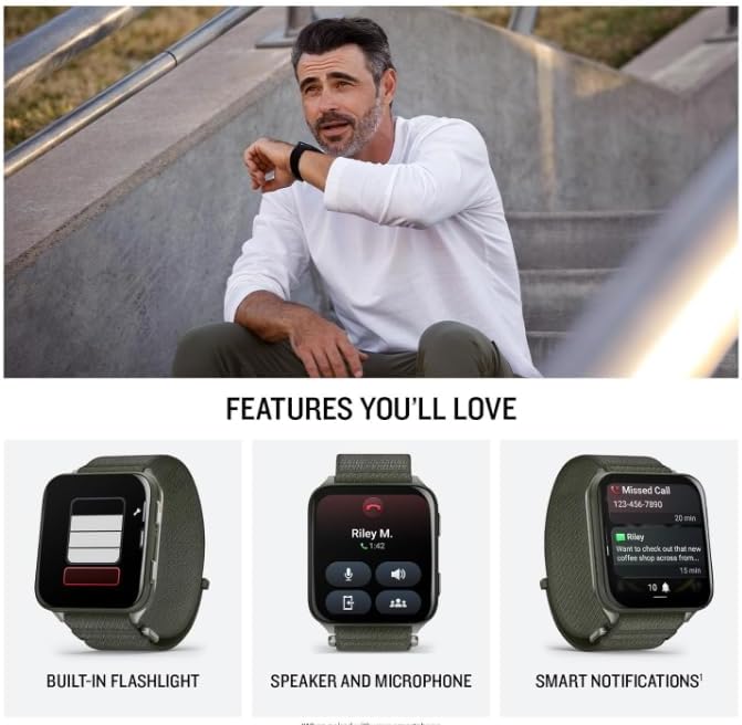 Wearable4U Garmin Venu X1 Thin and Lightweight GPS Smartwatch, AMOLED Display, Moss with Titanium Caseback and Moss ComfortFit Nylon Band White Earbuds Bundle