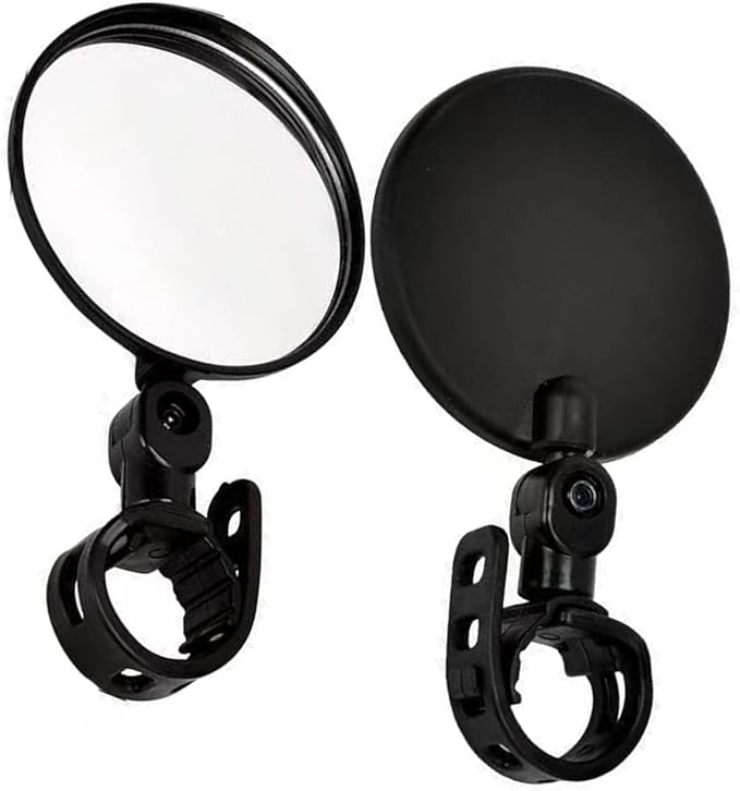 2Pcs Black Adjustable Rear View Mirror for Bikes, Universal Rearview Mirror for Handlebars, Bike Mirrors, Wide Angle Acrylic Convex Safety for Adult Bikes/Kids/Road/Mountain Bike