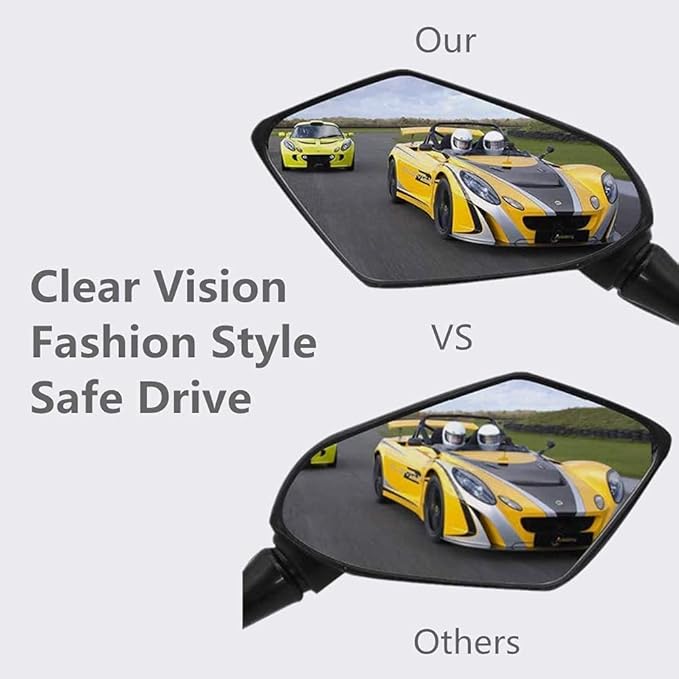 【2026 Upgraded】Motorcycle Convex Rear View Mirror, Mirrors For Bike,motorcycle,atv,scooter, with M8 M10 Threaded Bolt, with 7/8" Handle Bar Mount Clamp Compatible with Cruiser, Suzuki, Honda,Victory