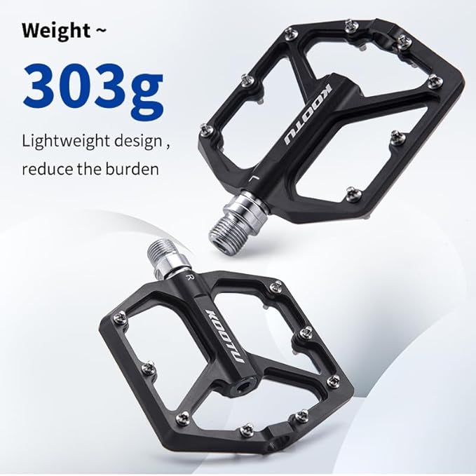 KOOTU 9/16" Bike Pedals,Flat Unicycles Bicycle Pedals, Non-Slip Aluminum Alloy Platform Cycling Pedals Sealed Bearing Pedals for MTB BMX Road Bike