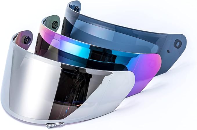 VCOROS X9 Full Face Motorcycle Helmet Replacement Shield 5Color Lens Available (Chrome Silver)