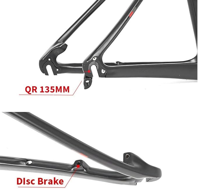 Carbon Mountain Bike Frame 27.5er 29er Hardtail Bike Frame 15''/17''/19'' Lightweighting Disc Brake Frame QR 135MM Internal Routing(Black Red,17'')
