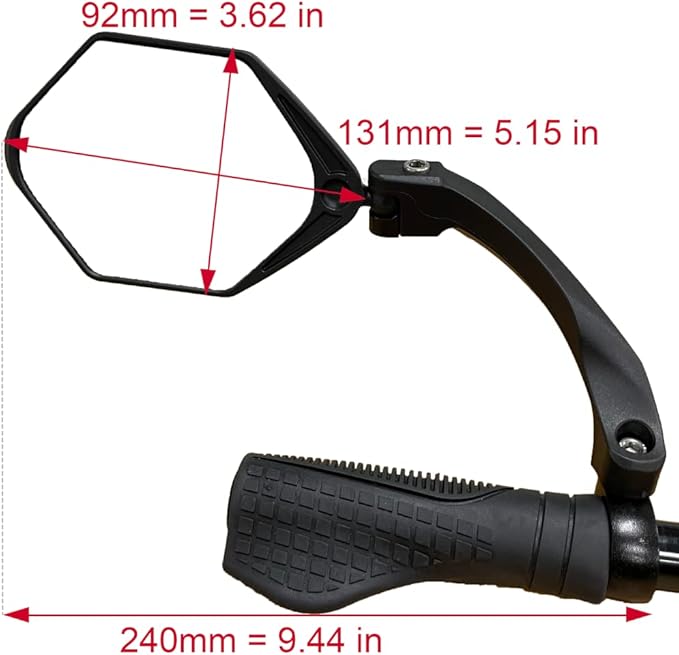 Hafny NEW Handlebar E-Bike Mirror, Large Surface Mirror, HD Automotive Grade Glass, Safe Blast-Resistance Cycling, (HF-M904-FR01B) (Silver Glass Left)