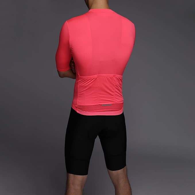 Men's Cycling Jersey Zipper Pocket Short Sleeve Lightweight Aero Race Fit Bike Jersey, UPF 50+ Biking Cycling Shirt