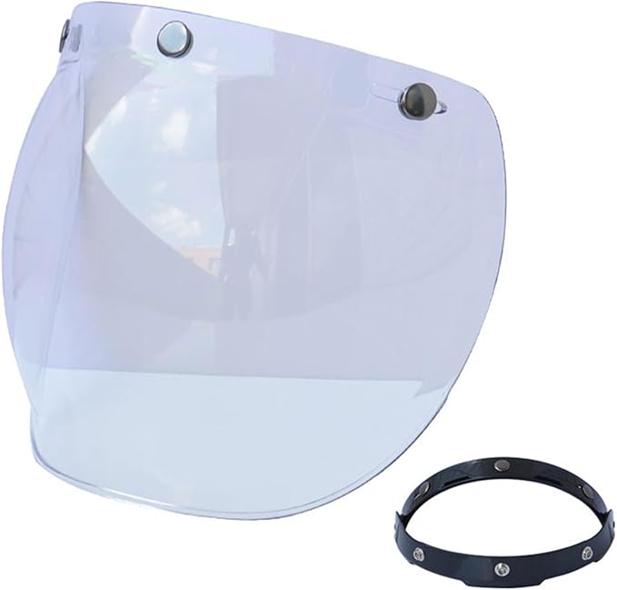 Motorcycle Bubble Visor Wind Shield Lens, Motorcycle 3-Snap Button Flip Up Down Universal Bubble Visor, Motorcycle Anti-UV Helmets Lens Universal for Standard 3-Snap Open Face Helmets