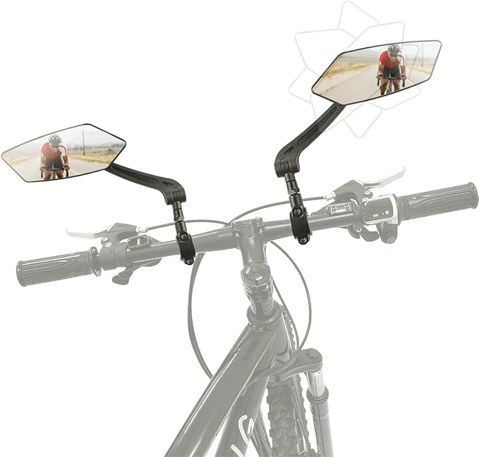 AtfArt 2 Pcs Bike Mirror Handlebar Mount HD Bike Rear View Mirror Bicycle Mirrors for Handlebars Adjustable Rotatable Bike Mirrors Ride Safely for Ebike Moped electric Bike Accessories(2 Pack)
