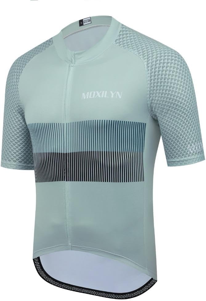 MOXILYN Men's Cycling Jersey Short Sleeve with 4 Pockets Moisture Wicking Breathable Quick Dry MTB Biking Shirt