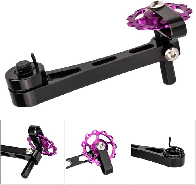 JIANWEI Bike Chain Tensioner, Bike Chain Guide Bike Protector, Aluminum Alloy Bicycle Single Speed Adjuster Converter for MTB Road Racing Bike(Black)