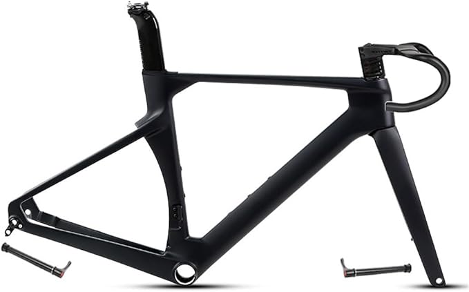 Road Bike Frameset 700C Carbon Racing Frame with Fork Handlebar Thru Axle Disc Brake Frame 43.5/46/48/50/52/54/56cm Lightweight Internal Routing(52CM)