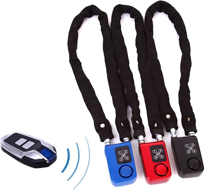Mengshen Bike Alarm Lock, Wireless Anti-Theft Burglar for Bicycle Motorcycle Door Fence Gate Scooter Baby Stroller with 31 Inch Cable Length IP55 Waterproof Remote Control Included (Blue)