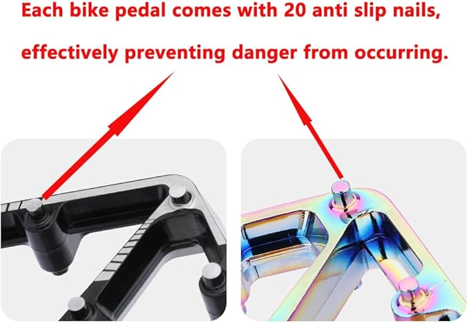 Black/Dazzle Mountain Bike Pedals, 3 Sealed Bearings Aluminum Alloy MTB Pedals with 20 Anti-Skid Pins CNC Bicycle Flat Pedals, 9/16" Lightweight Platform for Road Mountain BMX Bike