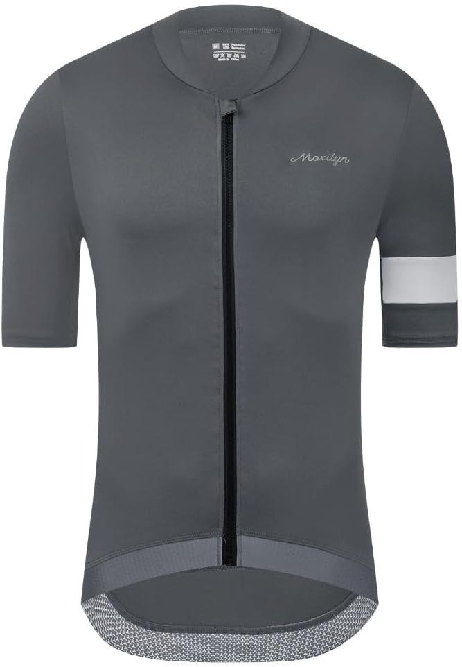 MOXILYN Men's Cycling Jerseys Road Bike Shirts Short Sleeve Full Zipper with 4 Pockets Reflective Widen Anti Slip Hem