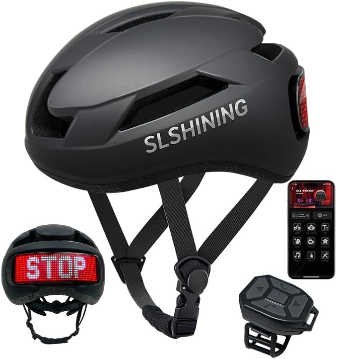 Bike Helmet, Smart App Program Bike Helmet with USB Rechargeable Light, Back Light Mountain for Adult&Men Women, with Turn Signals Remote Control