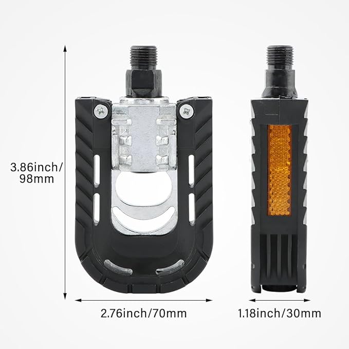 Folding Bike Pedals Mountain Bike Pedals Aluminum Alloy Bicycle Platfor-m Pedal with Reflective Strips,Non-Slip Wide Flat Cycling Pedal for E-Bike,Urban Commute,MTB Bikes