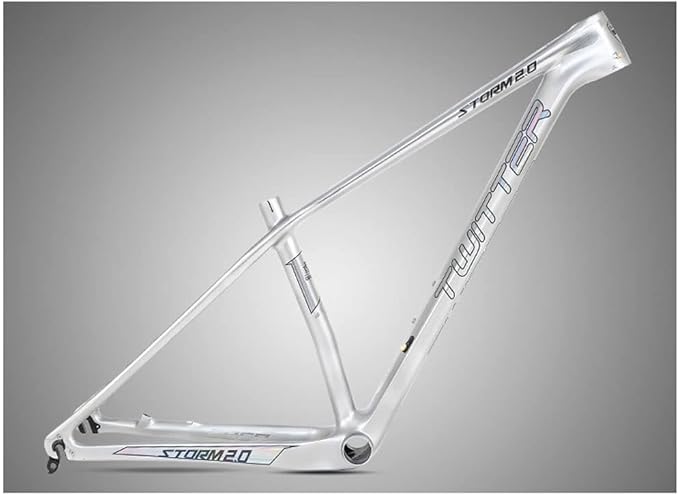 27.5er 29er Mountain Bike Frame 15''/17''/19'' XC Hardtail Bike Carbon Fiber Frame QR 135mm Disc Brake Frame Internal Routing (Color : Silver, Size : 29 * 17'')