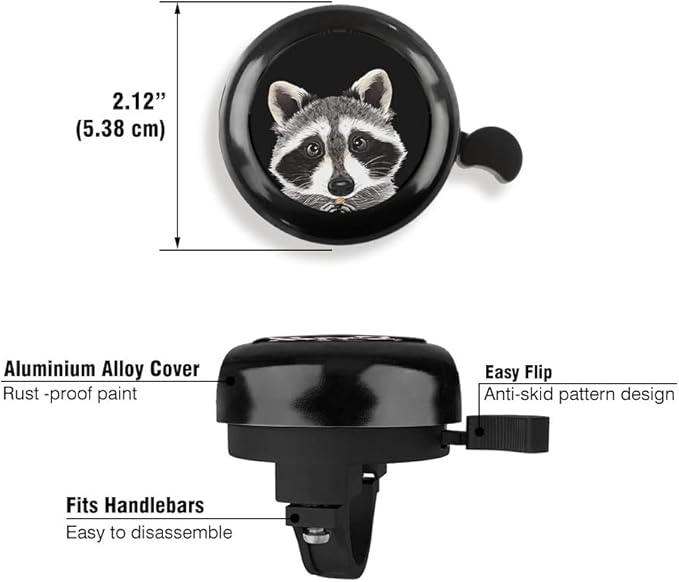 WIRESTER Black Aluminum Round Bike Bell, Classic Ring Bicycle Bell, Bike Accessories Bell Ring for Adults Kids Girls Boys