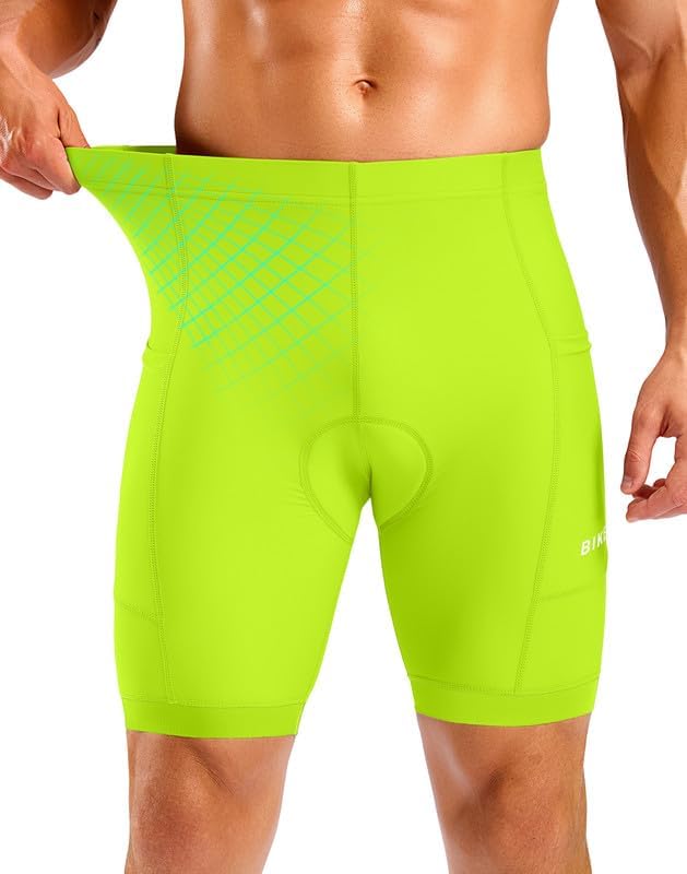 Bikewa Men's Cycling Shorts 7" 4D Padded Bike Shorts for Men Road Biking Bicycle Riding Cycle Biker Phone Pockets