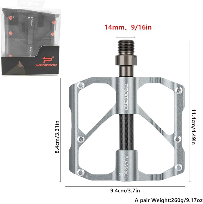 Aluminum Alloy & Carbon Fiber MTB Pedals - 9/16" Sealed 3-Bearing System | Lightweight Non-Slip Platform for Road, Mountain & BMX Bikes