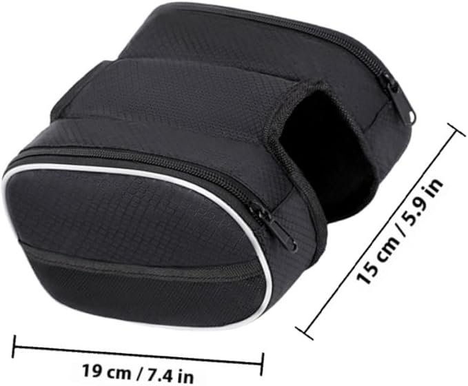 Zerodeko Bike Front Frame Bag Cycling Smartphone Holder Black Zipper Pouch Mountain Bike Top Tube Phone Storage Bag for Outdoor Riding