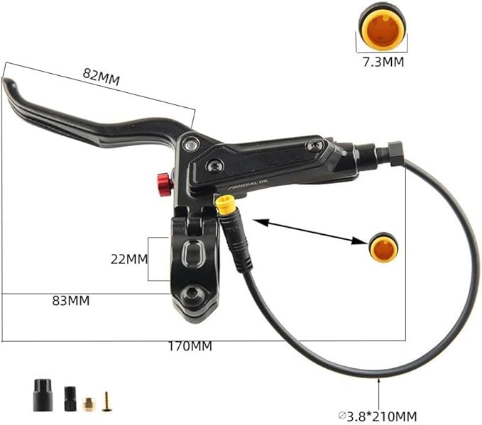 Hydraulic Disc Brakes, Aluminum Alloy Hydraulic Brake Lever GT267 Power Off Brake Handle 3 Pin for Ebike/Folding Bike/Scooter/Fat Bike(L+R+9PCS Tool)