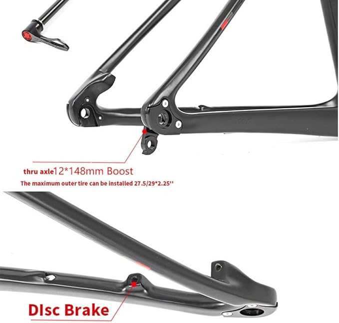 Carbon Hardtail Mountain Bike Frame 27.5er 29er Disc Brake Bike Frame 15''/17''/19'' XC Internal Routing Frame Thru Axle 12 * 148mm Boost(Light Gray,15'')