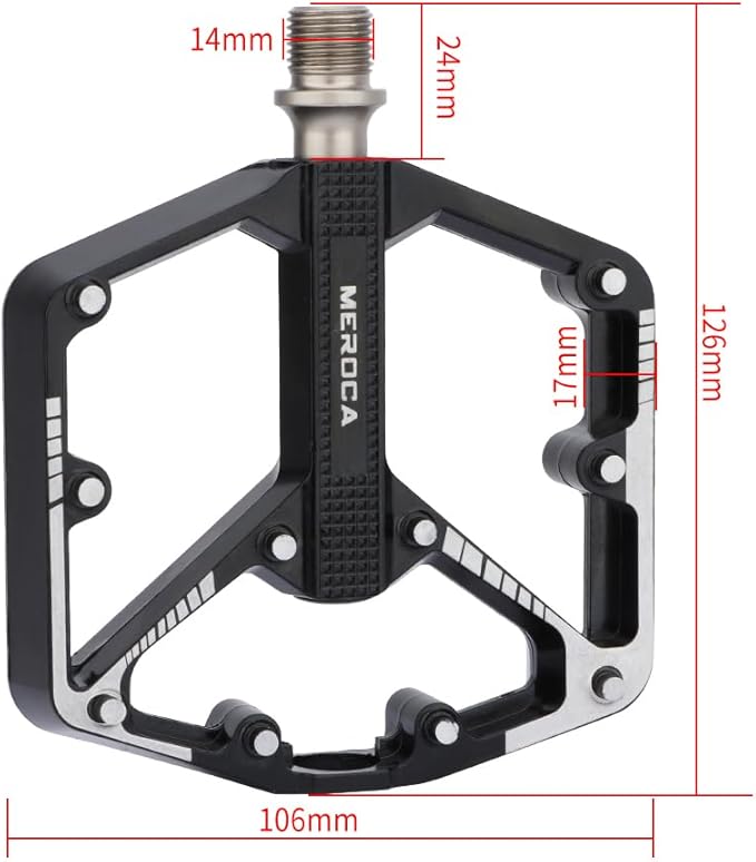 Black/Dazzle Mountain Bike Pedals, 3 Sealed Bearings Aluminum Alloy MTB Pedals with 20 Anti-Skid Pins CNC Bicycle Flat Pedals, 9/16" Lightweight Platform for Road Mountain BMX Bike
