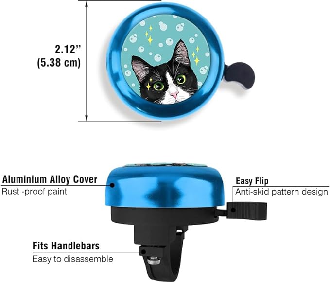 WIRESTER Blue Aluminum Round Bike Bell, Classic Ring Bicycle Bell, Bike Accessories Bell Ring for Adults Kids Girls Boys