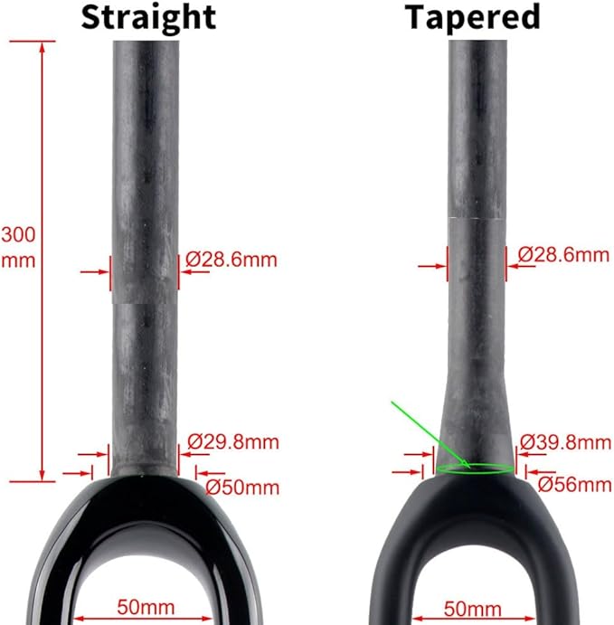Gravel Bike Fork 700C Carbon Fiber Rigid Fork 1-1/8 Straight/Tapered Tube Disc Brake Road Bike Fork Lightweight 9mm QR Hard Forks(Black,Tapered)