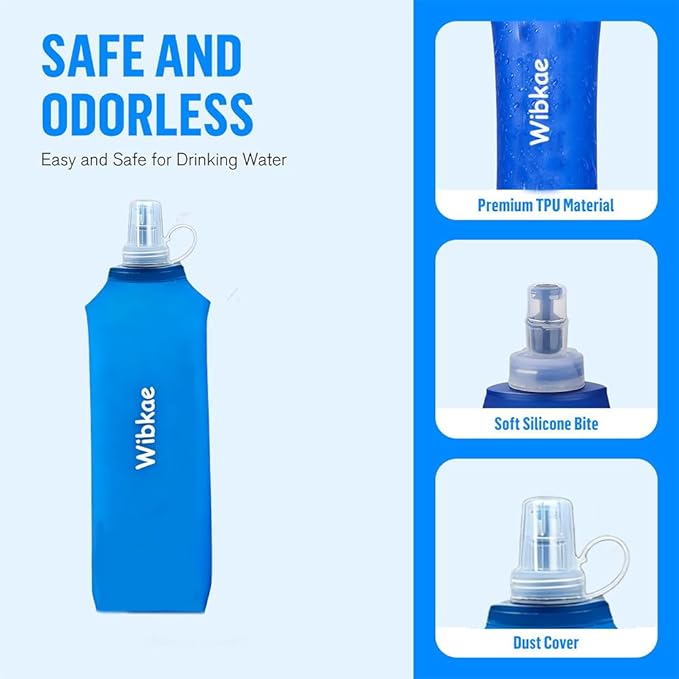 Soft Flask, 2 Pack Soft Flask Running Bottles 500ml,TPU Foldable Running Flask, Portable Collapsible Flask Handheld for Travel Traveling Hiking Cycling City Walk