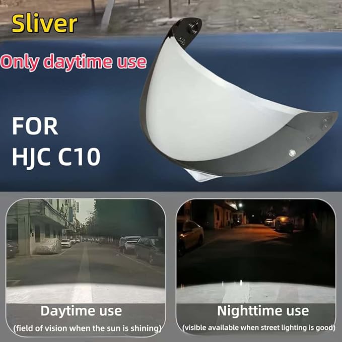 HJ-34P Visor Shield Replacement,HJC C10 Motorcycle Helmet Visor Compatible with HJ-34P HJC C10 UV Protection (Silver)