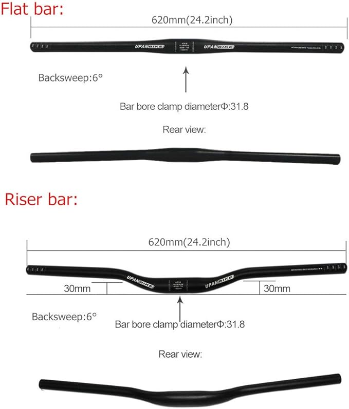 UPANBIKE Mountain Bike Road Bike Handlebar Aluminum Alloy Flat Bar 25.4mm*600mm