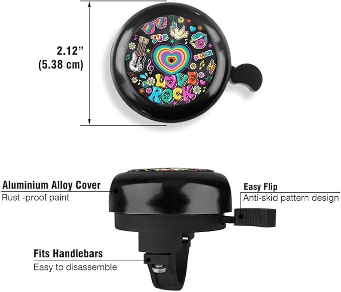 WIRESTER Black Aluminum Round Bike Bell, Classic Ring Bicycle Bell, Bike Accessories Bell Ring for Adults Kids Girls Boys - Dog Cat Animal Cute Records