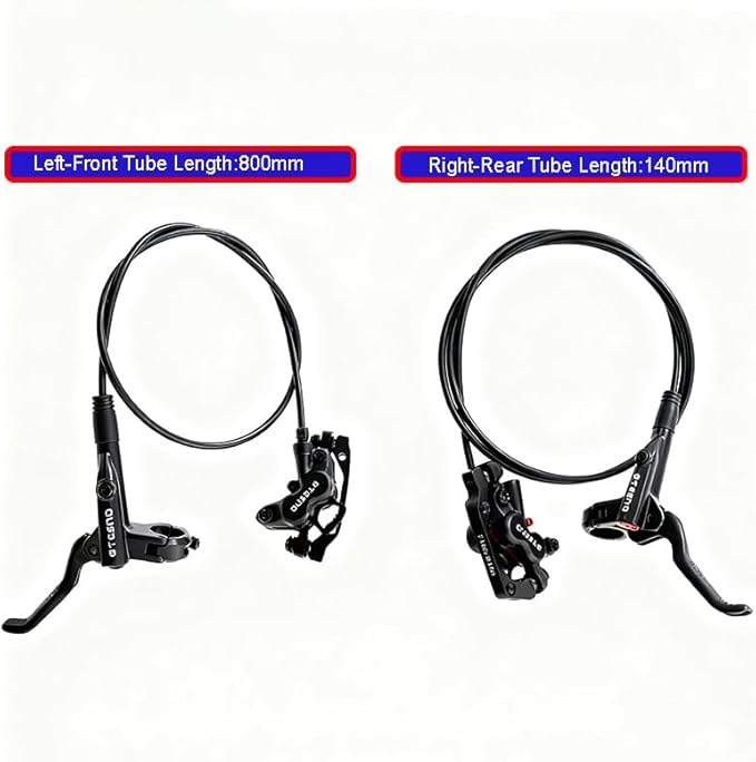 MTB Hydraulic Disc Brakes Set Left Front 800mm Right Rear 1400mm with 160mm Rotors,Aluminum Oil Pressure Calipers Levers for Mountain bike E-Bike Fat Bike Road Bike