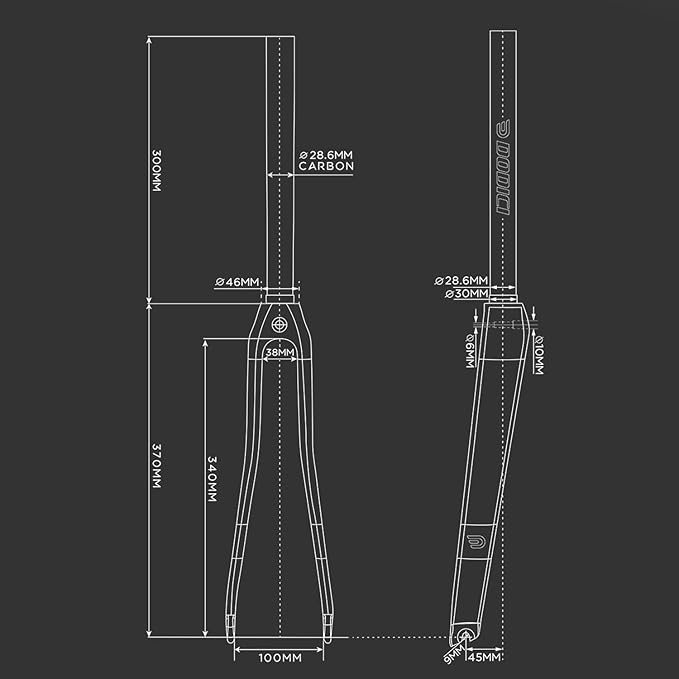 Fixed Gear Bike Front Forks 1-1/8" Straight Tube 700C Road Bikes Rigid Fork Full Carbon Fiber C Brake Forks 9 * 100mm Quick Release